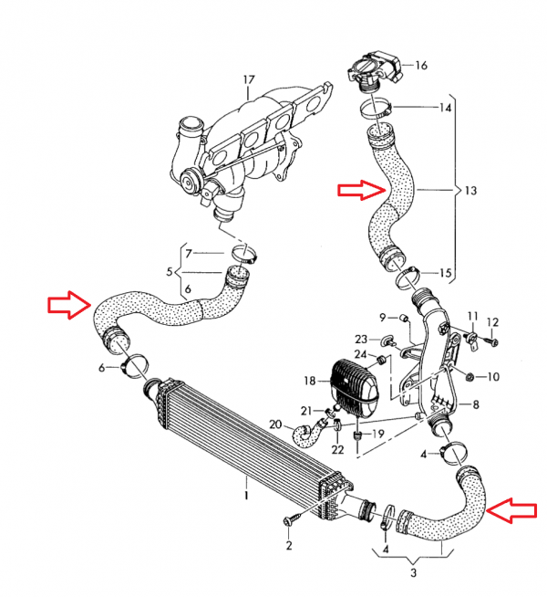 B8 A4/A5 2.0T Silicone Intercooler Hose kit - Image 2